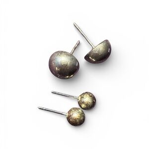 Set of 2 925 Sterling Silver Studs Earrings large and medium size